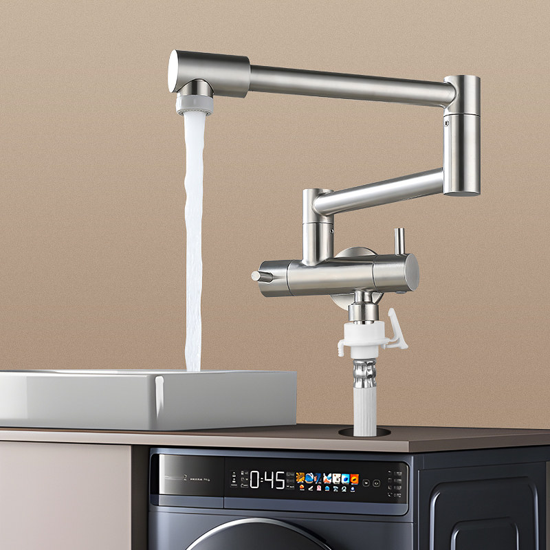 加长入墙式单冷水龙头阳台洗衣机拖把池家用龙头防溅旋转墙出折叠