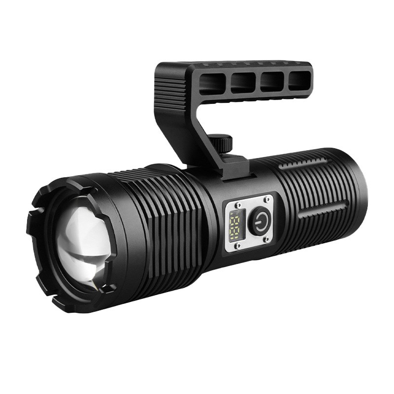 强光手提灯手柄可拆卸当手电筒用充电式远射伸缩变焦电量数字显示