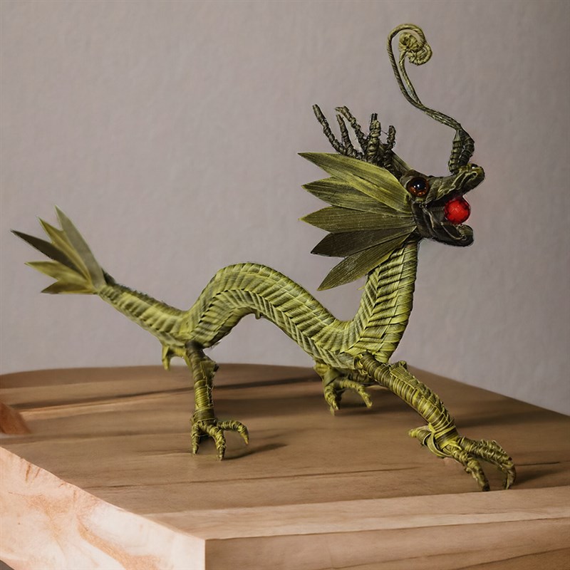 非遗手工艺品f龙年吉祥物棕编彩编中国龙摆件龙年桌面摆件墙面装