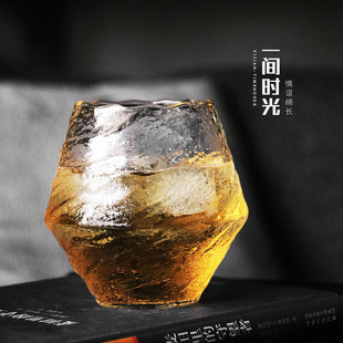 手工a锤纹玻璃杯创意威士忌杯洋酒杯啤酒杯家用果汁杯耐热水 日式