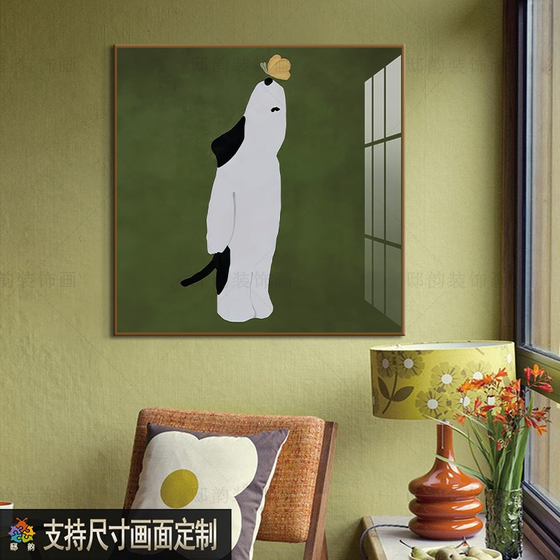 儿童房床头正方形挂画民宿酒店卡通晶瓷画现代轻奢风样板间装饰画图片