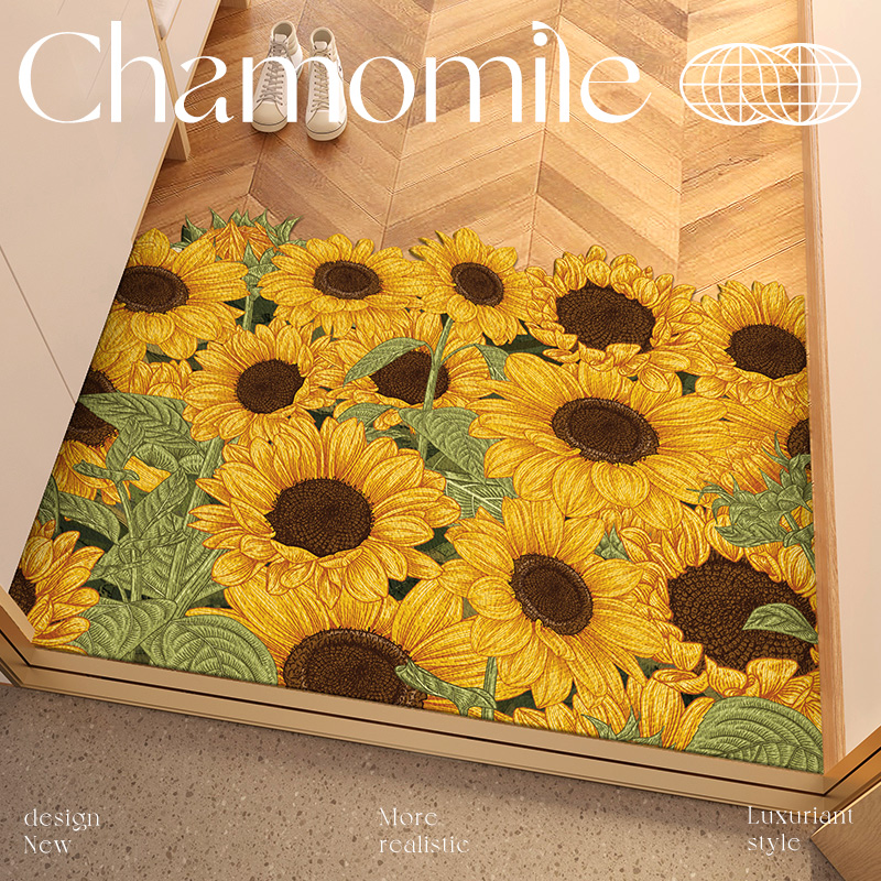 入户门皮革地垫进门油画向日葵门垫地毯c擦免洗剪裁玄关垫