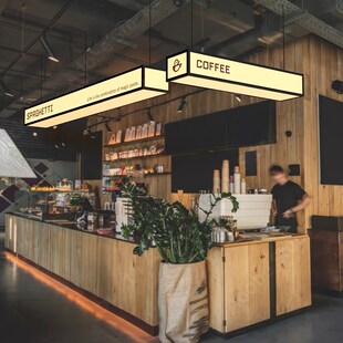 吧台吊挂通体灯箱户咖啡馆装发光广告牌面招牌