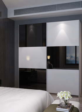 黑白色烤漆移门卧室整体大 现代推拉门 五包到家