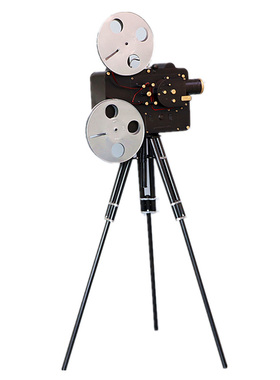 老式电影摄影放映模型铁皮三脚架照相店铺橱窗装饰品