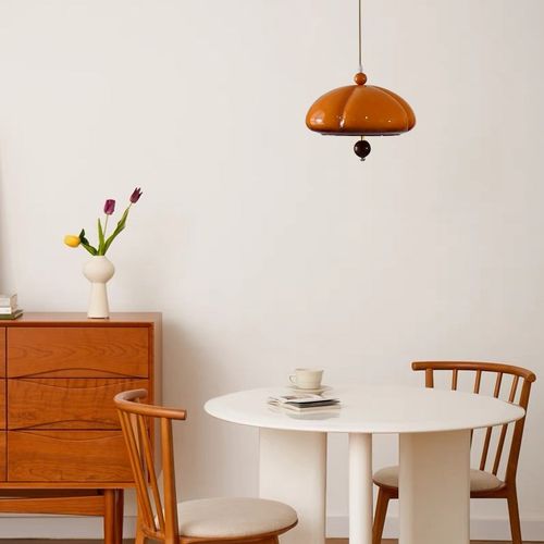 奶油风复古南瓜吊灯岛台飘窗灯民宿中古新款护眼中山灯具