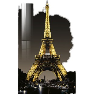 MOO巴黎铁塔大尺寸竖幅落地画金属单幅油画布风景画艺术玄关画