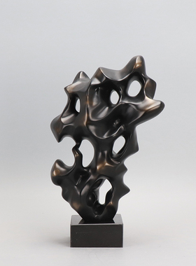 现代新太湖石酒店别墅样板房间玄关软装客厅假山雕塑摆设