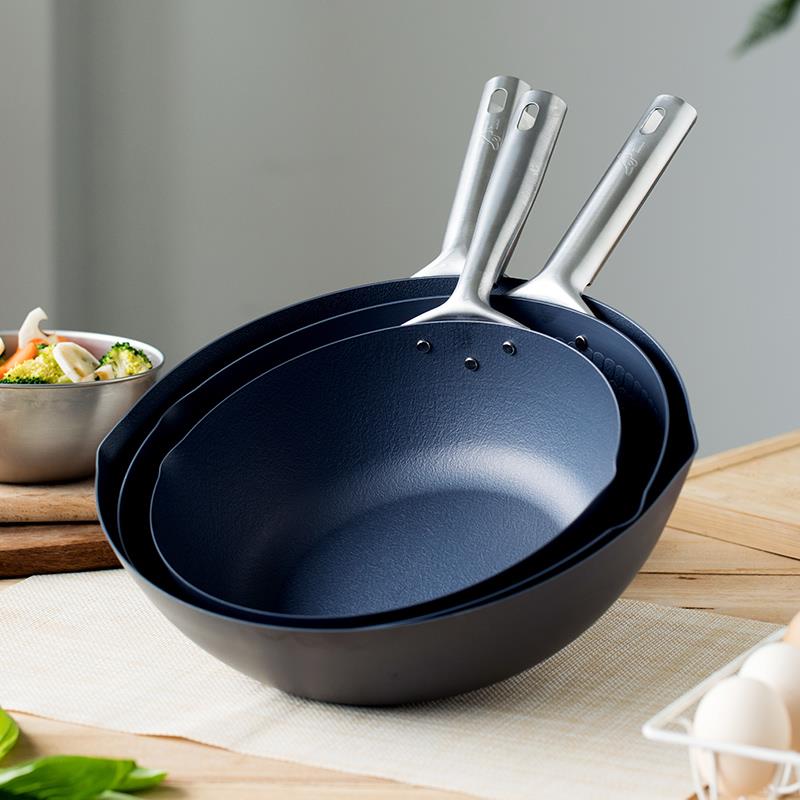 日本ARNEST逸品物创双纤维窒化铁炒锅氮化锅无涂层平底深型铁锅