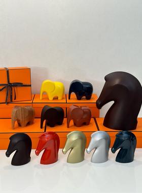 欧式奢品摆件招财小象小马手工漆面客厅书房桌面镇纸样板间装饰品