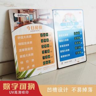 今日房价显示牌酒店价格展示牌木质宾馆民宿价目表房价牌挂墙实木