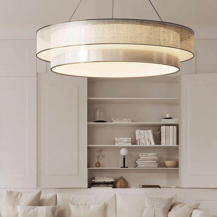 新中式圆形吊灯中国风客厅卧室书房饭厅灯禅意茶室工程布艺灯具,家装灯饰光源,客厅吊灯,淘宝优惠券,粉丝福利购,淘宝优惠卷