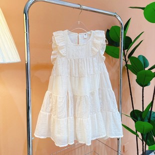 女孩蕾R丝无袖 儿童公主裙无袖 连身裙仙女 2024新款 女童连衣裙夏季