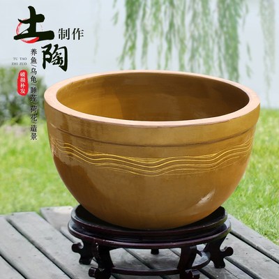 庭院门海大缸陶瓷地缸阳台户外瓦缸古法养鱼缸生态缸造景家用水缸