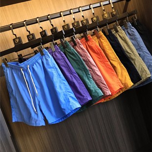 防泼水 抗撕裂o 夏季 男士 短 沙滩裤 糖果色纯色松紧腰时尚 透气
