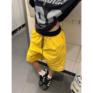 基础百搭简约男女 复古撞色拼接松D紧腰抽绳运动短裤 F383 2025美式