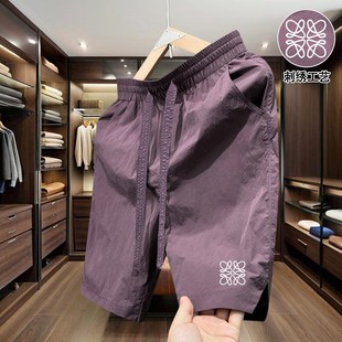 美s式 男生短裤 速干中裤 宽松情侣沙滩裤 五分 威家夏季 刺绣男士 新款