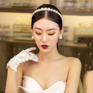 新娘头饰2020日韩o新款 超仙美手工发箍简约珍珠发饰结婚礼服配饰