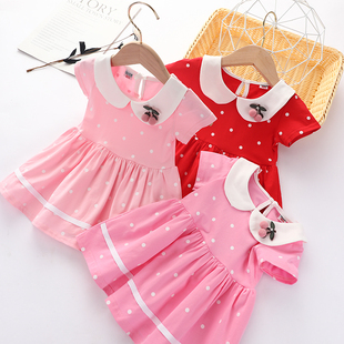 圆点裙子短袖 童装 纯棉小女孩洋气韩版 连衣裙2021新款 3岁 宝宝夏c季