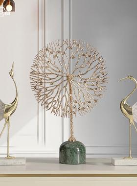 现代轻奢水晶仙鹤客厅摆件电视柜玄关样板房软装饰品高档乔迁礼物