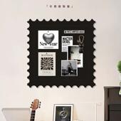 黑色高级感毛毡照片墙3d立体免钉创意墙贴卧室墙面装 饰相片展示板