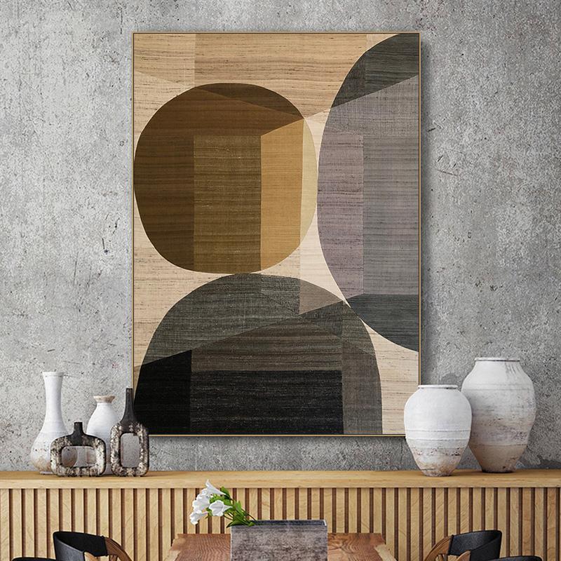 工业风挂画抽象几何建筑背景墙画酒店餐厅玄关复古轻奢客厅装饰画图片
