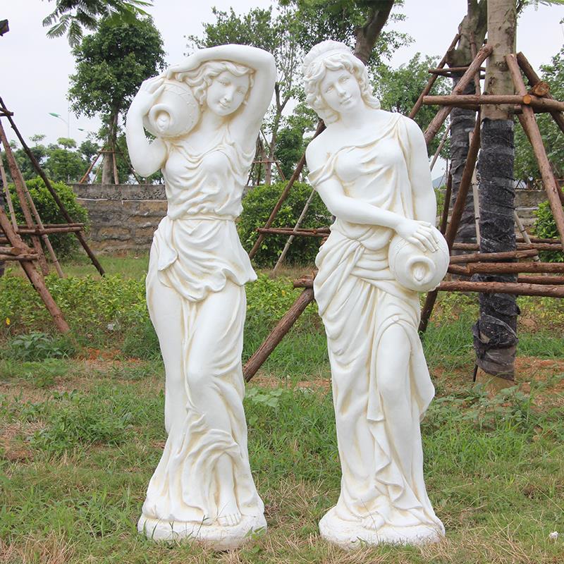 欧式花园别墅人物雕塑装饰摆件家居客厅阳台景观复古石膏艺术品