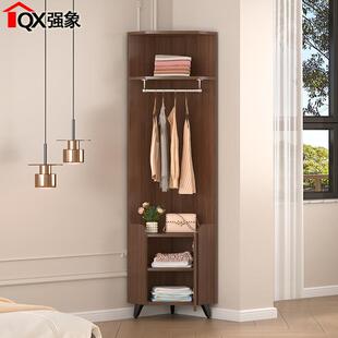 强象卧室转角柜90度墙角开放床头挂衣架一体收纳储物柜置物架A36
