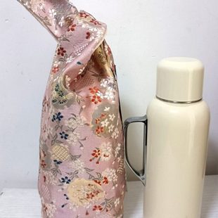 便携水杯套织锦缎色彩绚丽浅粉色 传家壶mini保护套布包茶壶袋日式