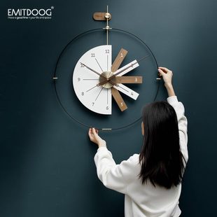 饰墙 EMITDOOG大尺寸钟表挂钟客厅北欧轻奢创意时钟家用艺术大气装