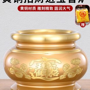 黄铜财神爷香炉室内香炉全铜香炉碗大尺寸家用香供香纯檀香炉炉上