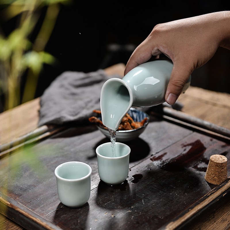 清酒酒具套装一壶四杯白黄酒果酒甜酒中式陶Q瓷半斤酒壶酒杯家用