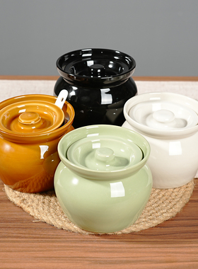 瓦罐炖盅蒸蛋隔水炖罐朱雀汤罐耐高温沙县小吃家用陶瓷带盖一人份