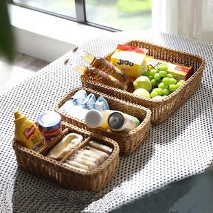 德国原单外贸尾货手工仿藤编织茶几零食托盘家用收纳筐甜品台高档