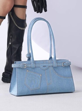 HXXXXS设计师款水洗牛仔裤包大容量通勤2025新款单肩包手提包