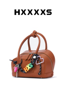 HXXXXS原创设计款huhu大睡保龄球包通勤复古波士顿手提包