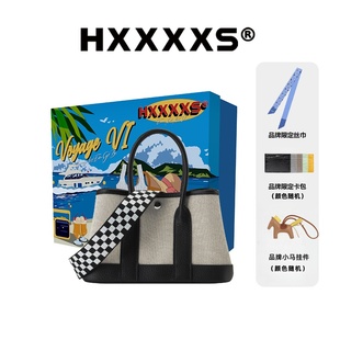 HXXXXS 送礼水桶包单肩斜挎百搭通勤帆布拼牛皮手提熊猫包