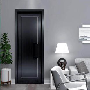 实木覆合烤漆门卧室门套装门室内门实木免漆门书房厨卫纯黑色