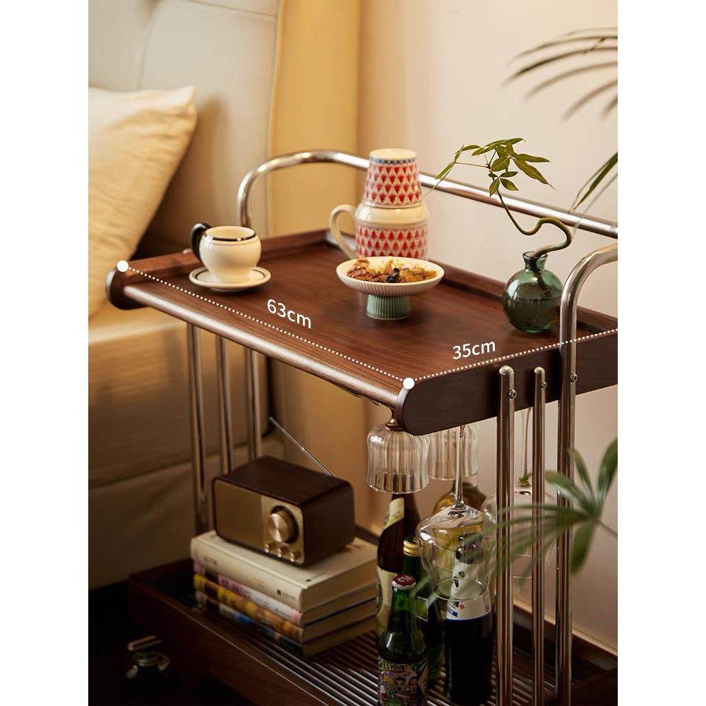 中古实木茶几可移动沙发边几胡桃色复古边柜客厅小推车床头置物架,住宅家具,角几/边几,淘宝优惠券,粉丝福利购,淘宝优惠卷