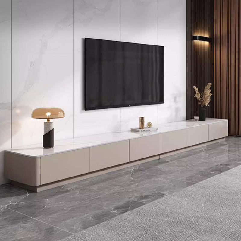 电视柜岩板现代简约 客厅矮柜落地意式轻奢储物柜 香槟色烤漆地柜