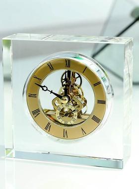 K9水晶钟表座钟 客厅现代简约欧式创意时尚 办公室装饰摆饰