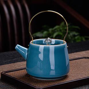 提梁壶功夫茶具家用简约泡茶器侧把壶办公 影青瓷茶壶陶瓷盖碗日式