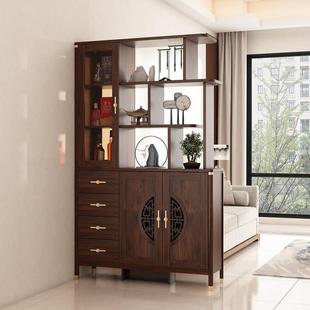 中式隔断柜进门玄关柜实木客厅隔间双面门厅置物架一体博古架酒柜