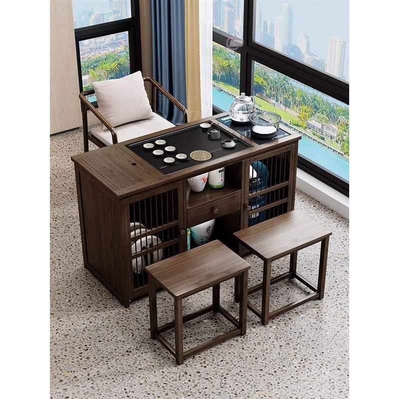 家用茶水柜带轮茶车功夫茶几移动茶台小茶桌烧水壶一体茶具盘套装