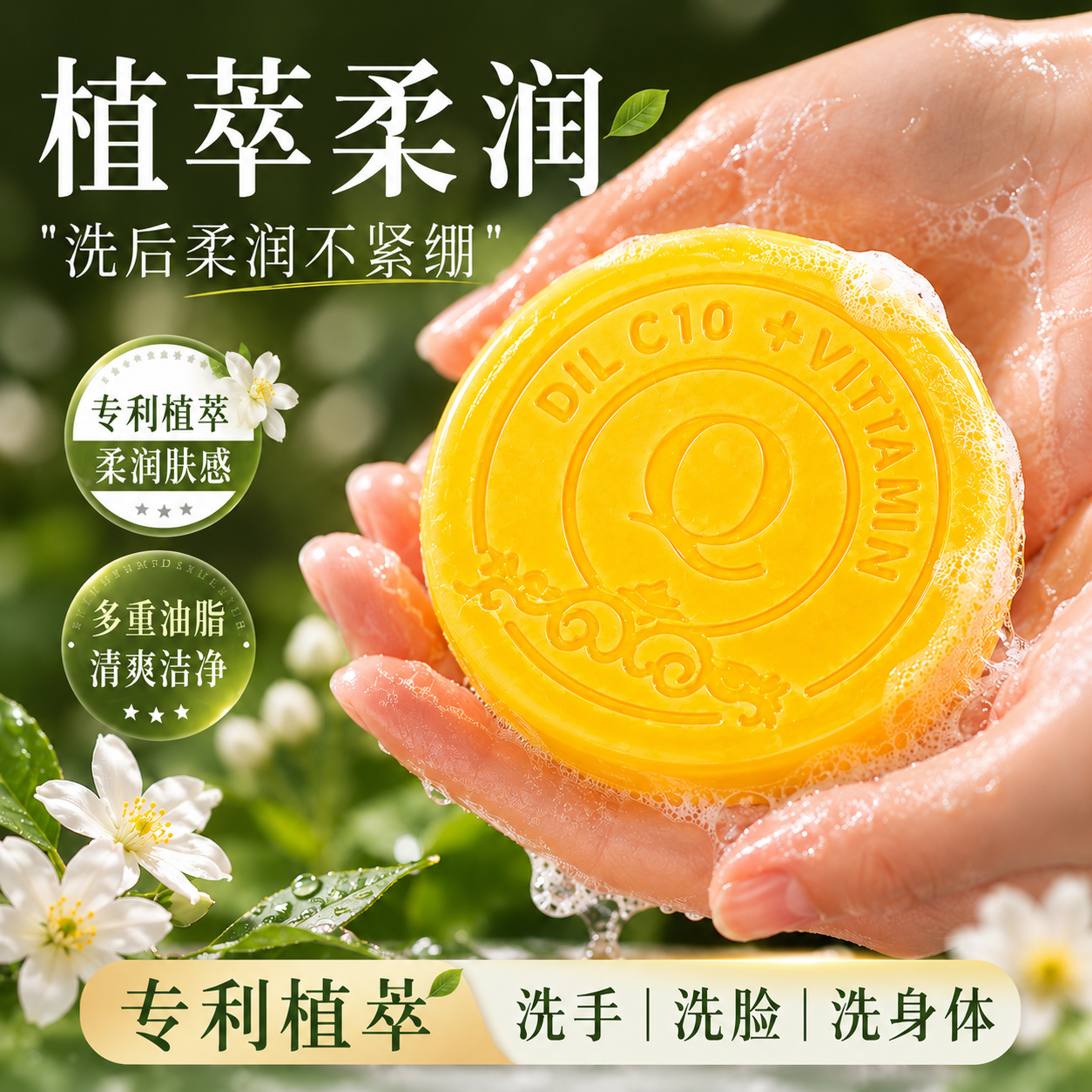 DIL焕肤精油皂角鲨烷VC除螨深层清洁滋润保湿洁面洗脸洗澡香皂