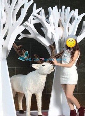 创意白色几何型树木花草植物美陈装置艺术空间美化装饰厂家定制做