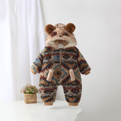 婴儿冬天连体衣加厚外出服