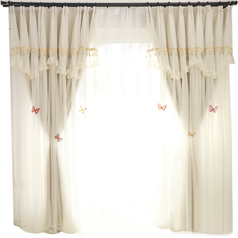 小清新窗帘帘头田园公主风婚房卧室简约梦幻遮光布窗帘2021年新款