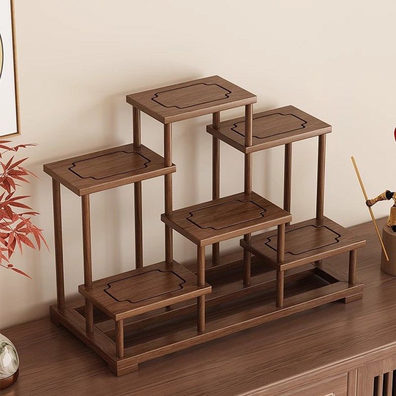 高档博古架实木中式茶桌置物架客厅摆放展示架茶具小型收纳多宝阁