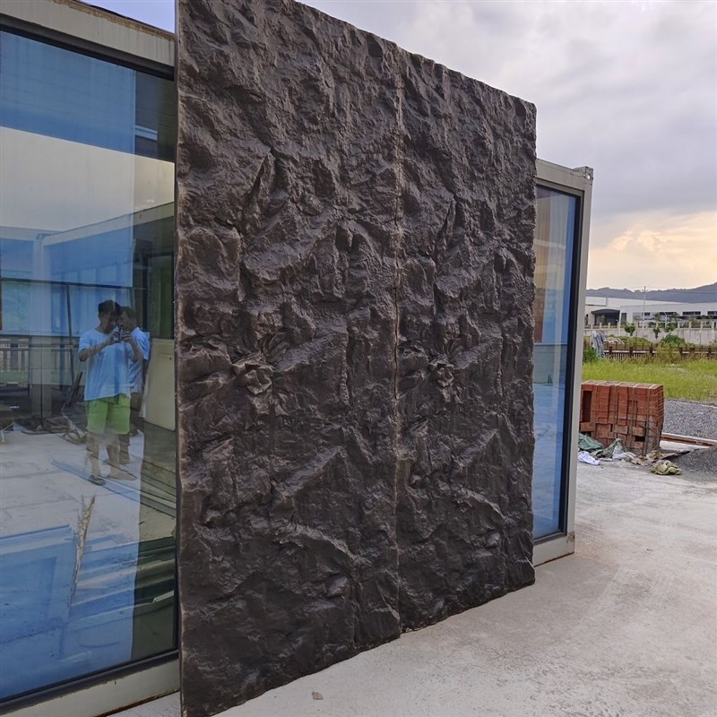 PU大板3米轻质PU仿石材连纹文化大石皮背景墙岩壁山岩石流水石